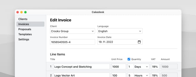 Screenshot of Cakedesk