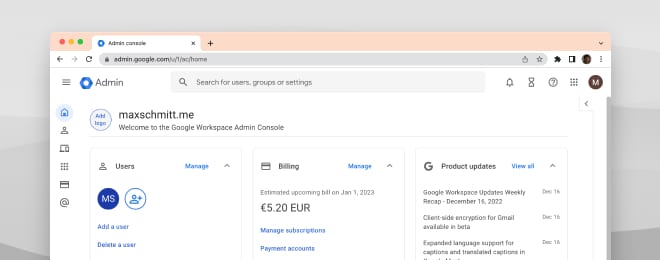 Screenshot of Google Workspace